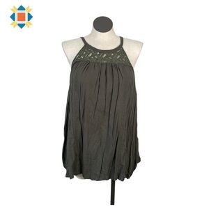torrid Olive Crochet Yoke Halter-Style Camisole Tank